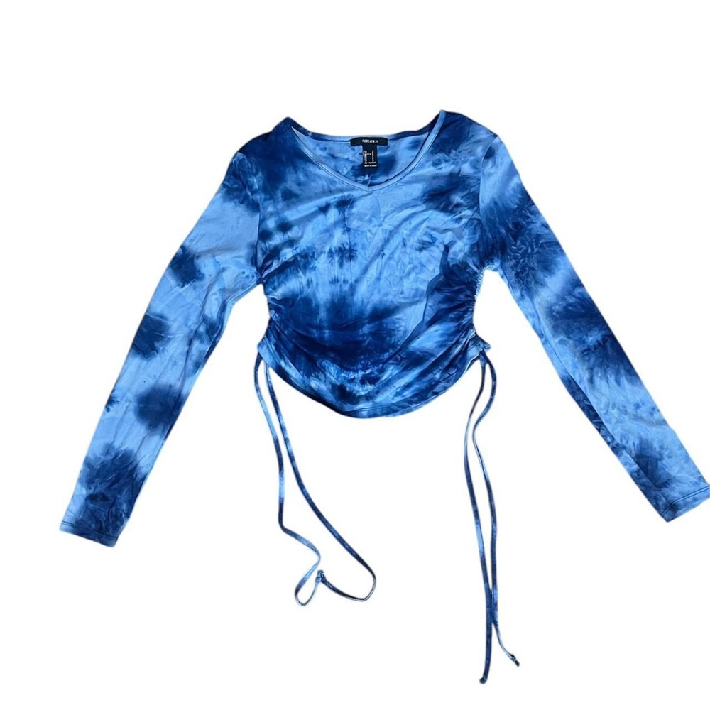 Blue Tie-Dye Crop Top